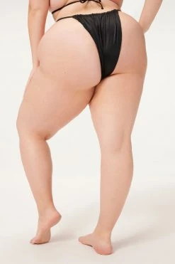 GOOD AMERICAN Bikini Bottoms SHINE RUCH PERFECT FIT BOTTOM | BLACK001