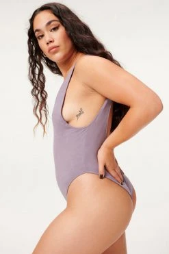 GA-SALE One-Pieces SUEDED LAYOUT ONE-PIECE | LOVELY LILAC 002