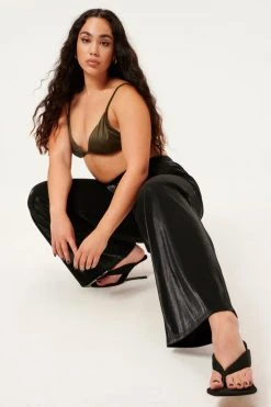 GA-SALE SHINE PIQUE WIDE LEG | BLACK001 Cover Ups