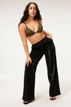 GA-SALE SHINE PIQUE WIDE LEG | BLACK001 Cover Ups