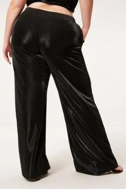 GA-SALE SHINE PIQUE WIDE LEG | BLACK001 Cover Ups