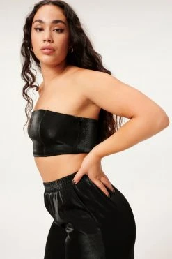 GA-SALE Red Hot Swim SHINE PIQUE TUBE TOP | BLACK001
