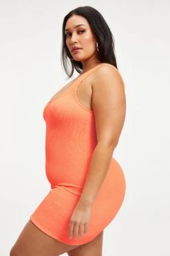 GOOD AMERICAN Cover Ups ALWAYS FITS MINI DRESS | ORANGE CREAM001