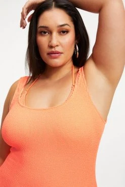 GOOD AMERICAN Cover Ups ALWAYS FITS MINI DRESS | ORANGE CREAM001