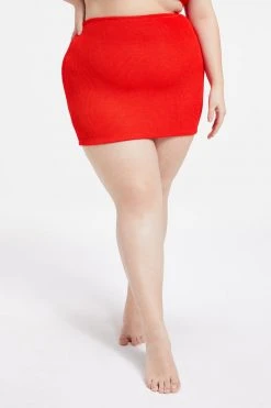 GOOD AMERICAN ALWAYS FITS MINI SKIRT | BRIGHT POPPY002