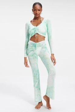 GA-SALE MESH ROUCHED V BOOT | GREEN MARBLE001 Cover Ups