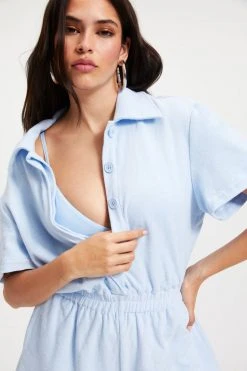 GOOD AMERICAN TERRY ROMPER | ICED BLUE002 Cover Ups
