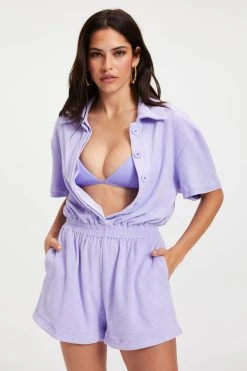 GOOD AMERICAN Cover Ups TERRY ROMPER | ICED IRIS001
