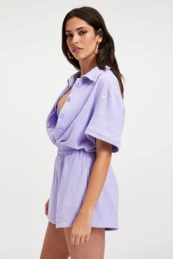 GOOD AMERICAN Cover Ups TERRY ROMPER | ICED IRIS001