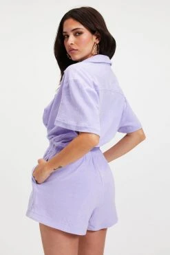 GOOD AMERICAN Cover Ups TERRY ROMPER | ICED IRIS001