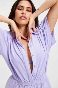 GOOD AMERICAN Cover Ups TERRY ROMPER | ICED IRIS001