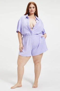 GOOD AMERICAN Cover Ups TERRY ROMPER | ICED IRIS001