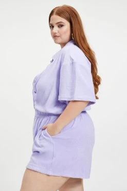 GOOD AMERICAN Cover Ups TERRY ROMPER | ICED IRIS001