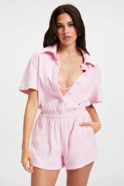 GA-SALE Cover Ups TERRY ROMPER | ICED PINK001