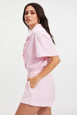 GA-SALE Cover Ups TERRY ROMPER | ICED PINK001
