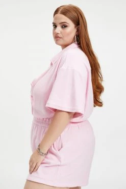 GA-SALE Cover Ups TERRY ROMPER | ICED PINK001