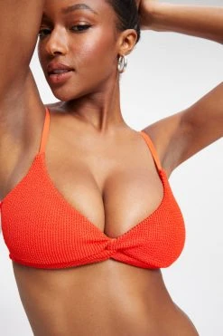 GOOD AMERICAN ALWAYS FITS TWISTED TOP | BRIGHT POPPY 002 Bikini Tops