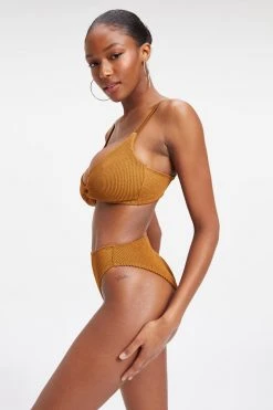 GOOD AMERICAN ALWAYS FITS TWISTED TOP | BRONZE BROWN001