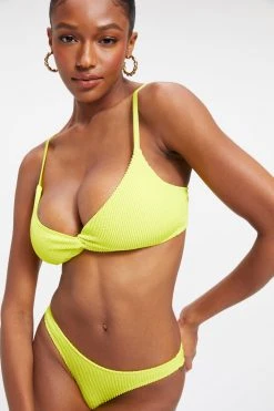 GOOD AMERICAN ALWAYS FITS TWISTED TOP | ELECTRIC YELLOW001 Bikini Tops