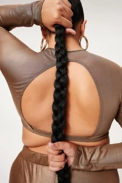 GA-SALE Bikini Tops MESH FOIL UNDERWIRE CROP TOP | MOCHA FOIL002