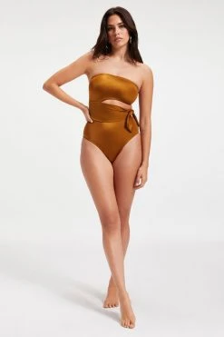 GOOD AMERICAN One-Pieces SIDE TIE ONE-PEICE | BRONZE BROWN001