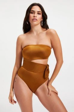 GOOD AMERICAN One-Pieces SIDE TIE ONE-PEICE | BRONZE BROWN001