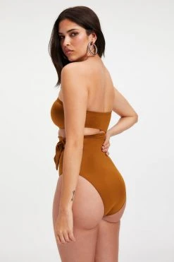 GOOD AMERICAN One-Pieces SIDE TIE ONE-PEICE | BRONZE BROWN001