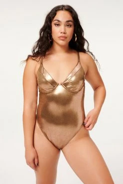 GA-SALE METALLIC SHOWOFF ONE-PIECE | MOCHA FOIL002