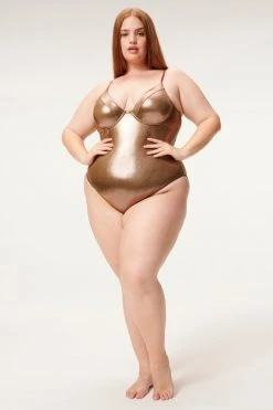 GA-SALE METALLIC SHOWOFF ONE-PIECE | MOCHA FOIL002