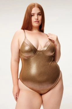 GA-SALE METALLIC SHOWOFF ONE-PIECE | MOCHA FOIL002