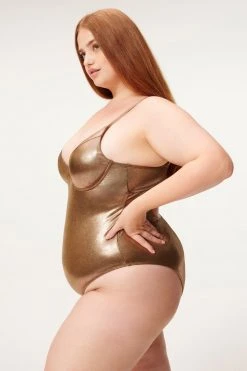GA-SALE METALLIC SHOWOFF ONE-PIECE | MOCHA FOIL002