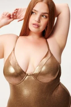 GA-SALE METALLIC SHOWOFF ONE-PIECE | MOCHA FOIL002