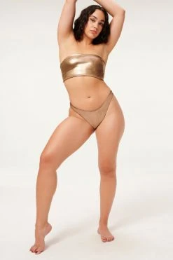 GA-SALE METALLIC BETTER BIKINI BOTTOM | MOCHA FOIL002