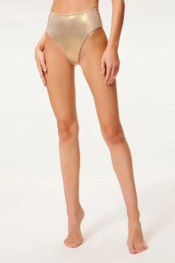 GA-SALE METALLIC GOOD WAIST BOTTOM | MINK FOIL002