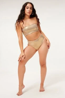 GA-SALE METALLIC GOOD WAIST BOTTOM | MINK FOIL002