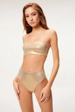 GA-SALE Bikini Tops METALLIC FOIL BETTER BAND TOP | MINK FOIL002