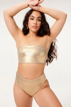 GA-SALE Bikini Tops METALLIC FOIL BETTER BAND TOP | MINK FOIL002