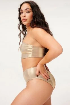 GA-SALE Bikini Tops METALLIC FOIL BETTER BAND TOP | MINK FOIL002