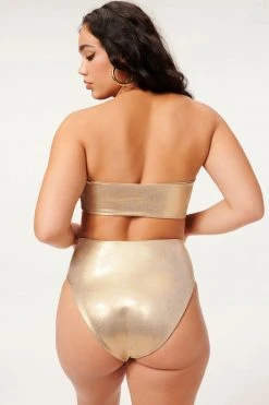 GA-SALE Bikini Tops METALLIC FOIL BETTER BAND TOP | MINK FOIL002