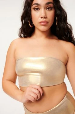 GA-SALE Bikini Tops METALLIC FOIL BETTER BAND TOP | MINK FOIL002