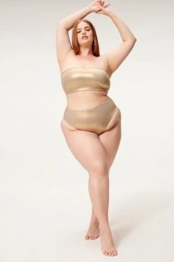 GA-SALE Bikini Tops METALLIC FOIL BETTER BAND TOP | MINK FOIL002