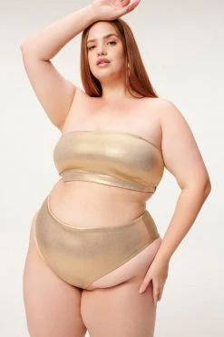 GA-SALE Bikini Tops METALLIC FOIL BETTER BAND TOP | MINK FOIL002