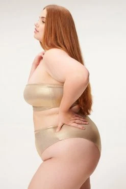 GA-SALE Bikini Tops METALLIC FOIL BETTER BAND TOP | MINK FOIL002