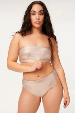 GA-SALE Bikini Tops METALLIC FOIL BETTER BAND TOP | ROSE METALLIC001