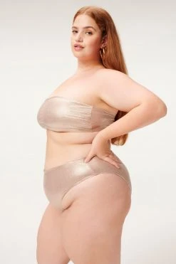 GA-SALE Bikini Tops METALLIC FOIL BETTER BAND TOP | ROSE METALLIC001