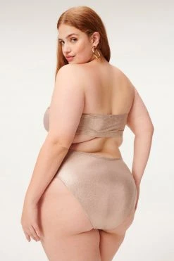 GA-SALE Bikini Tops METALLIC FOIL BETTER BAND TOP | ROSE METALLIC001