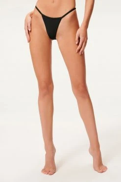 GOOD AMERICAN Bikini Bottoms SHINE PERFECT FIT THONG | BLACK001