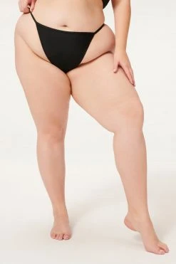 GOOD AMERICAN Bikini Bottoms SHINE PERFECT FIT THONG | BLACK001