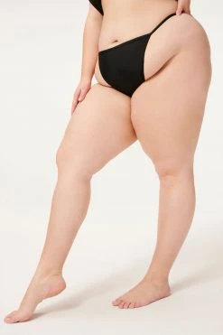 GOOD AMERICAN Bikini Bottoms SHINE PERFECT FIT THONG | BLACK001