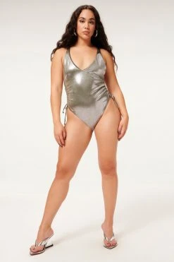 GA-SALE One-Pieces METALLIC FOIL CINCH ONE-PIECE | STORMY FOIL001